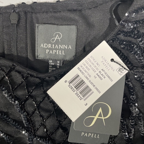 NWT Adrianna Papell [ 12 ]‎ Sequin Beaded Long Sleeve Dress in Black - Picture 6 of 12